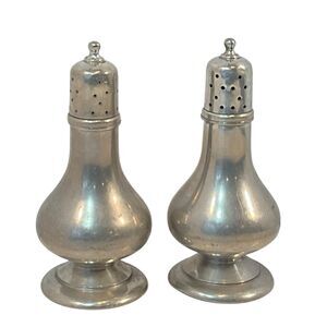 Stieff Pewter Vintage Salt & Pepper Shakers Set SV 13-9 Colonial 5” Some Wear